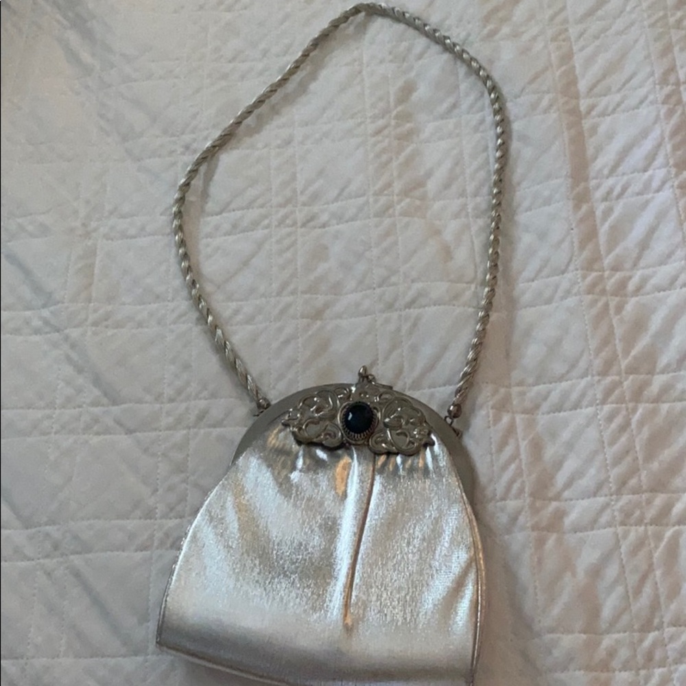 Vintage Silver Fabric Purse
